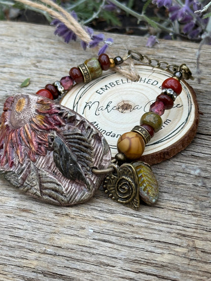 Hand Painted clay Cuff Bracelet