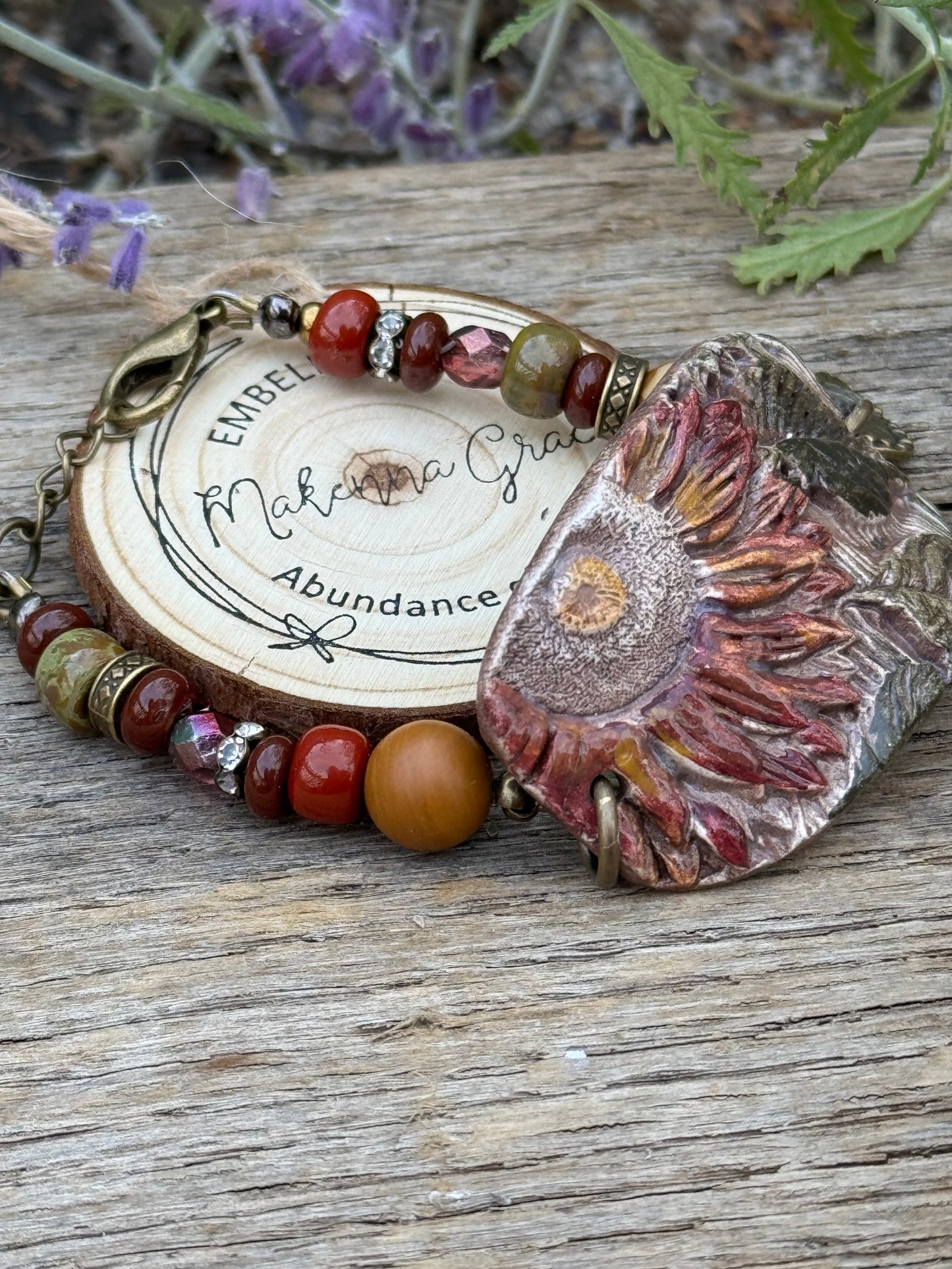 Hand Painted clay Cuff Bracelet