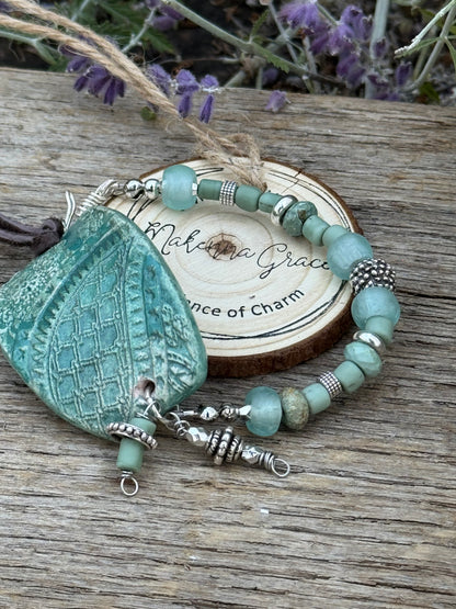 Hand Painted clay Cuff Bracelet