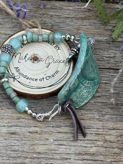 Hand Painted clay Cuff Bracelet