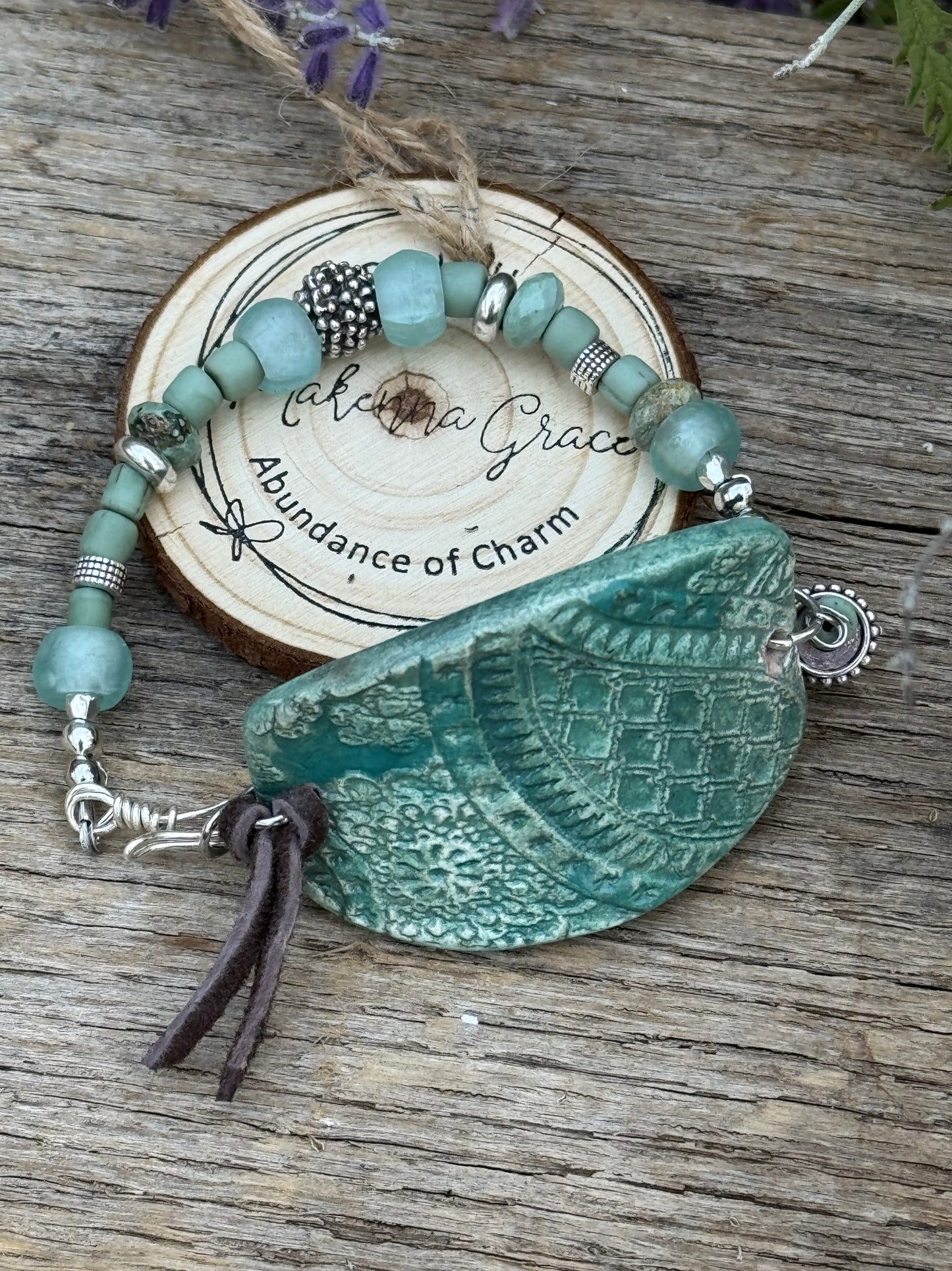 Hand Painted clay Cuff Bracelet