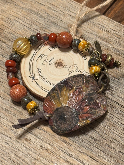 Hand Painted clay Cuff Bracelet