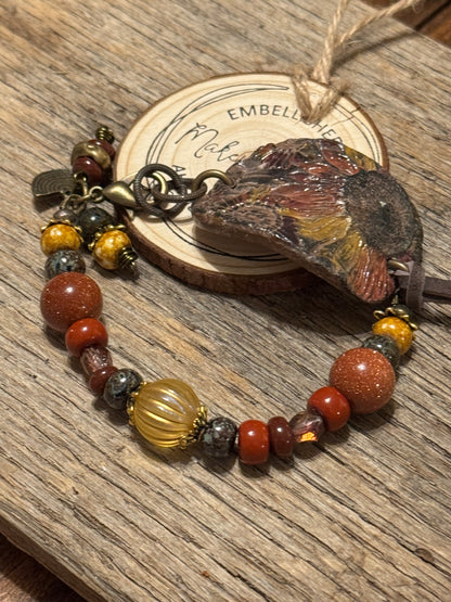 Hand Painted clay Cuff Bracelet