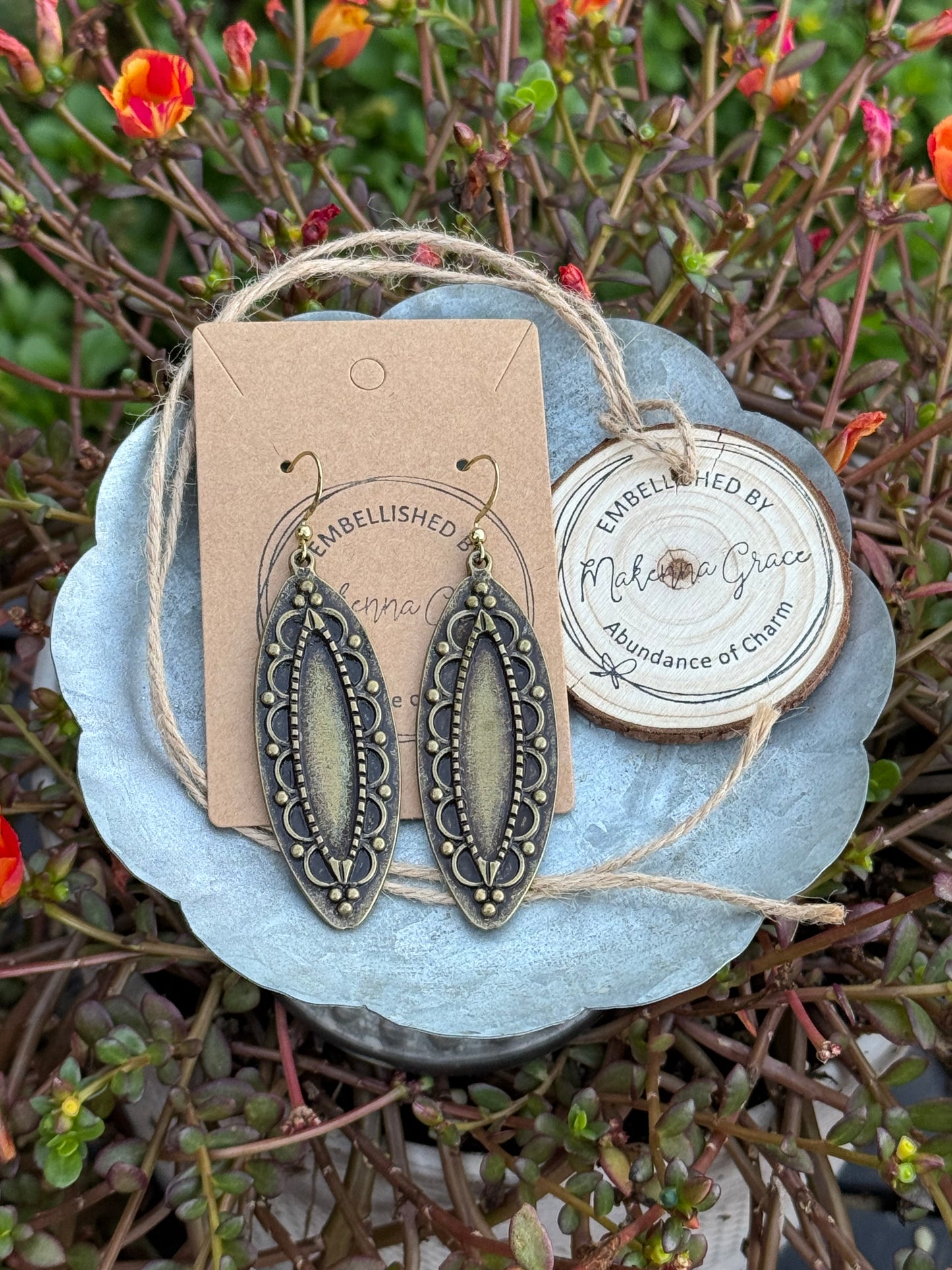 Bronze Lace Metal Earrings