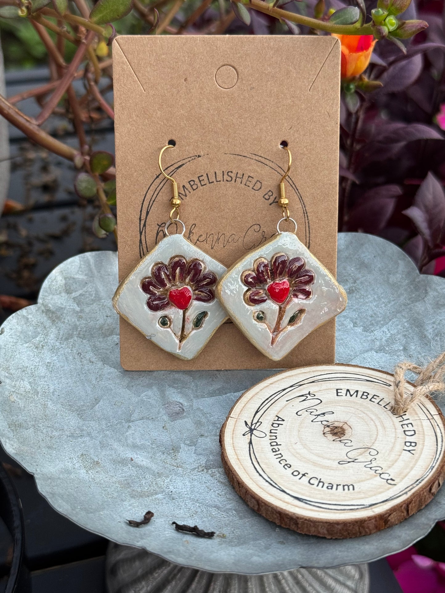 Hand Painted Clay Earrings