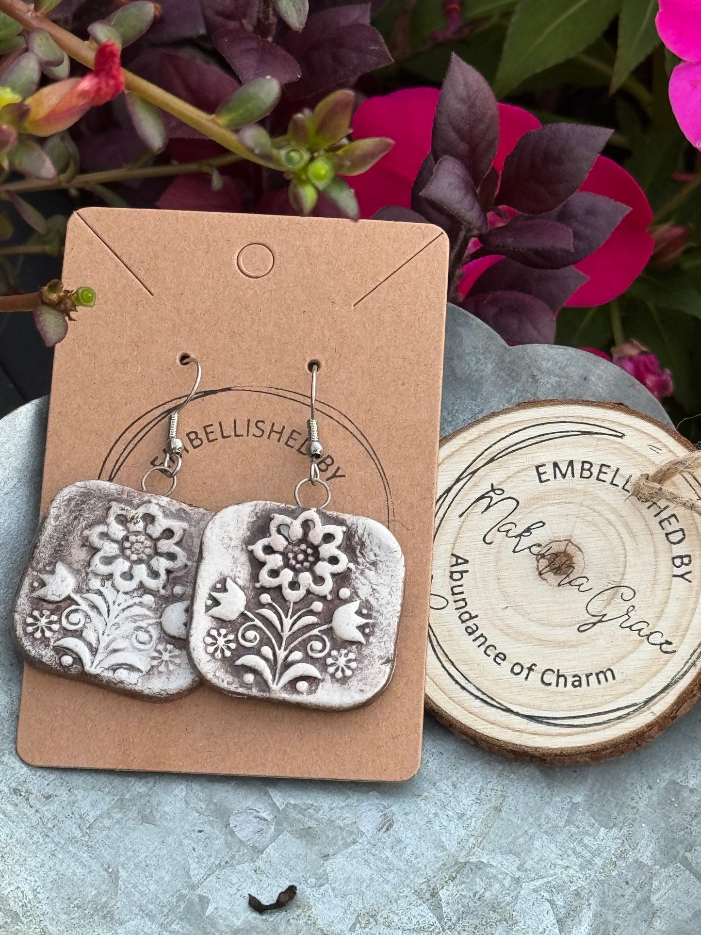 Hand Painted Clay Earrings