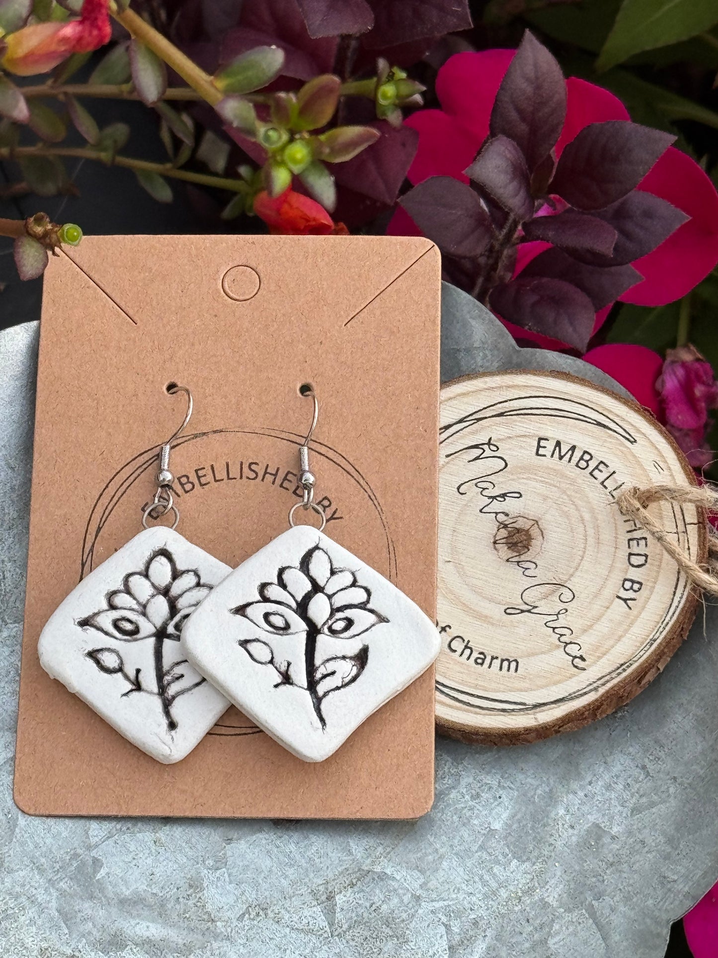 Hand Painted Clay Earrings